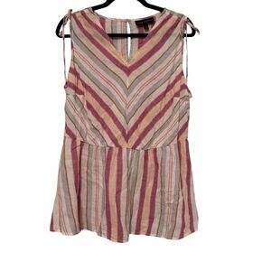 Lane Bryant Striped Sleeveless Peplum Blouse – Size 14/16